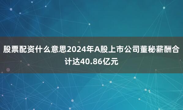 股票配资什么意思2024年A股上市公司董秘薪酬合计达40.86亿元